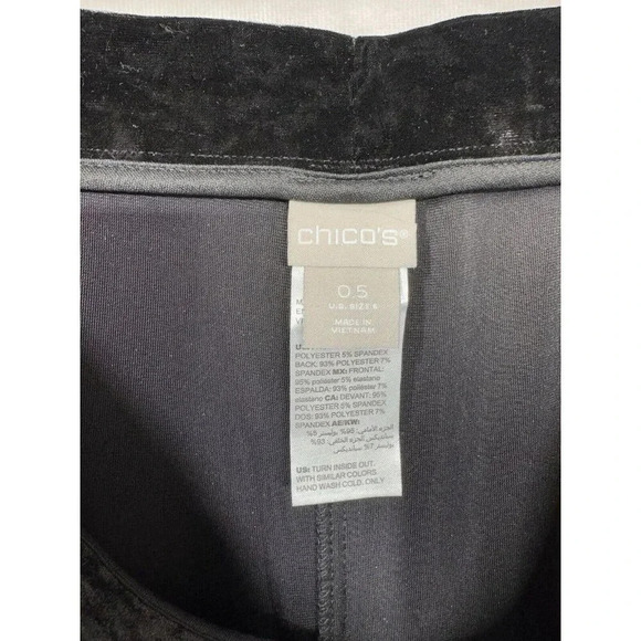 Chico’s Pants Womens 0.5 (S/6) Black Sequin Velvet Tapered Ankle Pull-On Hi Rise - Picture 5 of 11